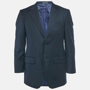 Givenchy Vintage Navy Blue Pinstripe Regular Fit Blazer M